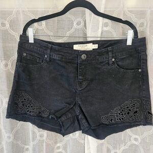 Torrid High Rise Black Shorts Plus Size Embroidered Denim Shorts Size 12